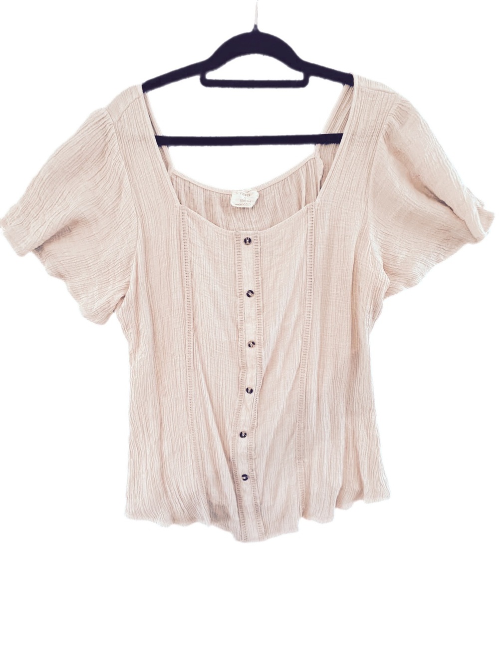 Flower & Feather Gauze Peasant Blouse Top Bohemian Cottagecore Romantic Medium